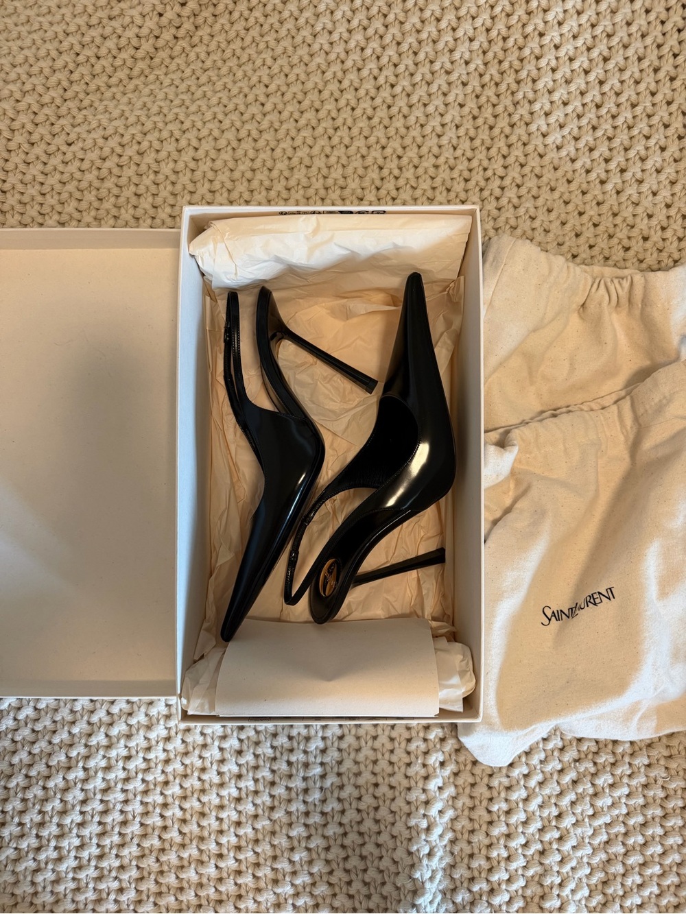 Saint Laurent Vendome Slingback Pumps in Glazed Leather - Picture 6 of 7